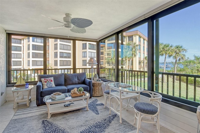 8779 Midnight Pass Rd Unit 206H, Sarasota, FL 34242 - sunroom / solarium with ceiling fan and outdoor lounge area