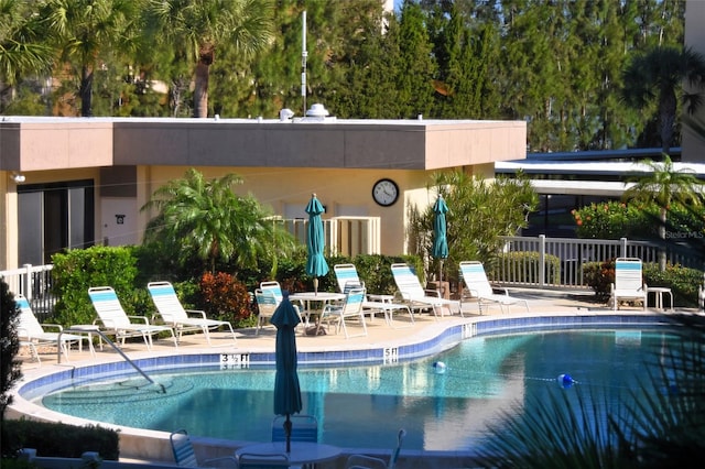 view of pool featuring a patio