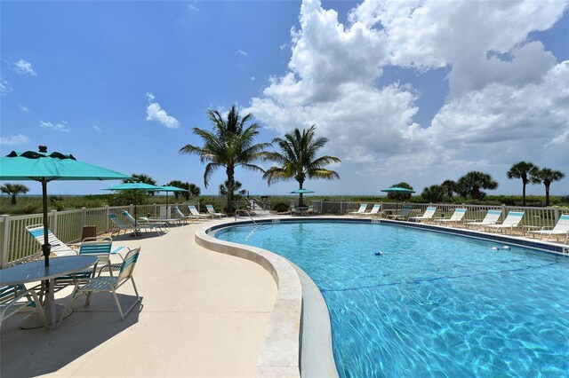 view of pool featuring a patio