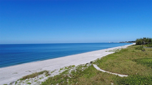 view of water feature with a view of the beach