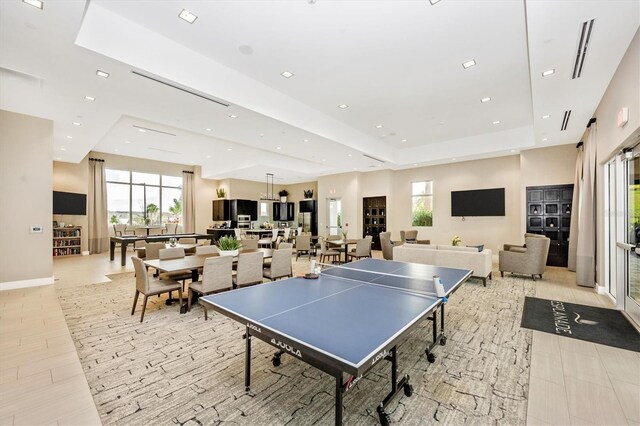 6249 Mesa Gln, Bradenton, FL 34203 - recreation room featuring a raised ceiling, recessed lighting, and baseboards