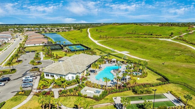 6249 Mesa Gln, Bradenton, FL 34203 - aerial view of a pool area and a large body of water
