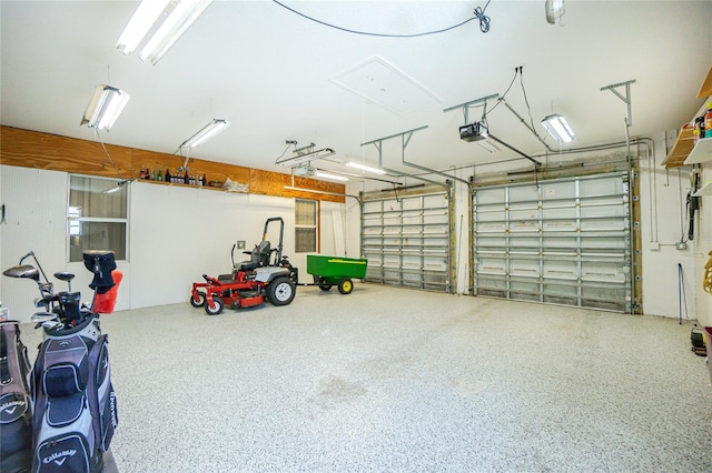 garage with a garage door opener