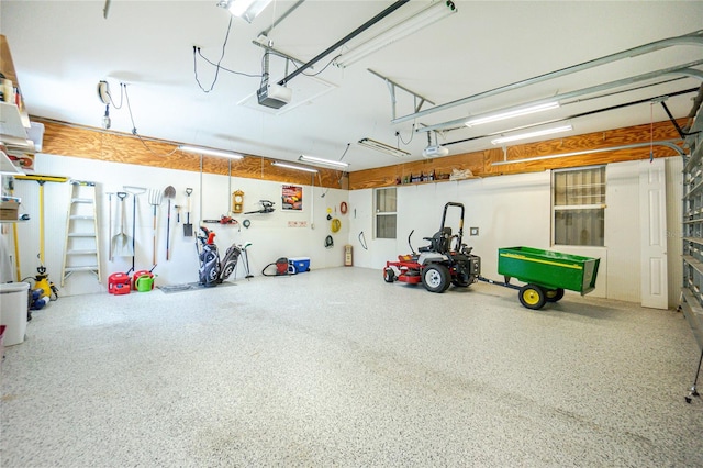 garage with a garage door opener