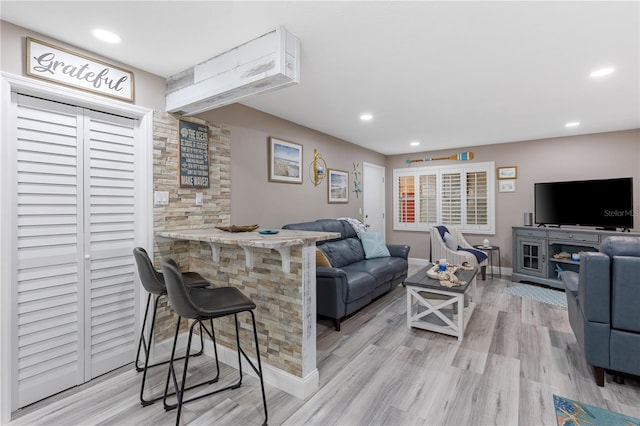 living room with light wood-type flooring