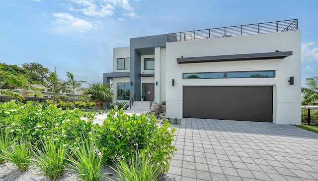 contemporary home with a garage