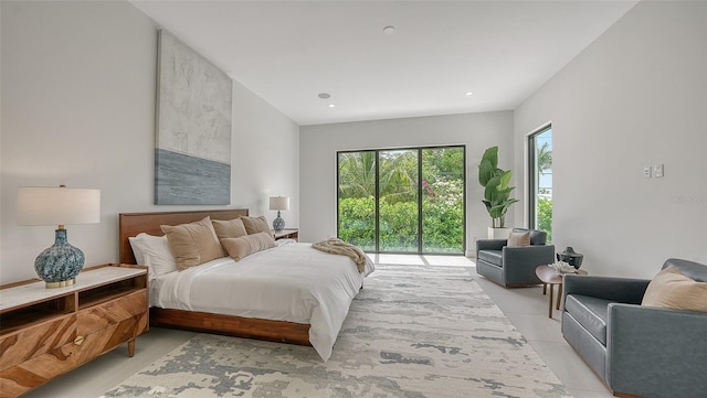 bedroom with light tile patterned flooring