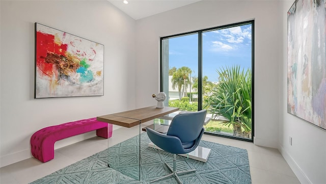 office area featuring tile patterned floors