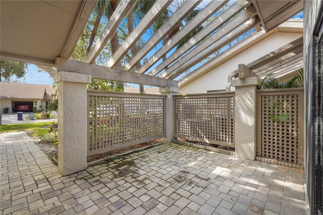 view of patio / terrace featuring a pergola