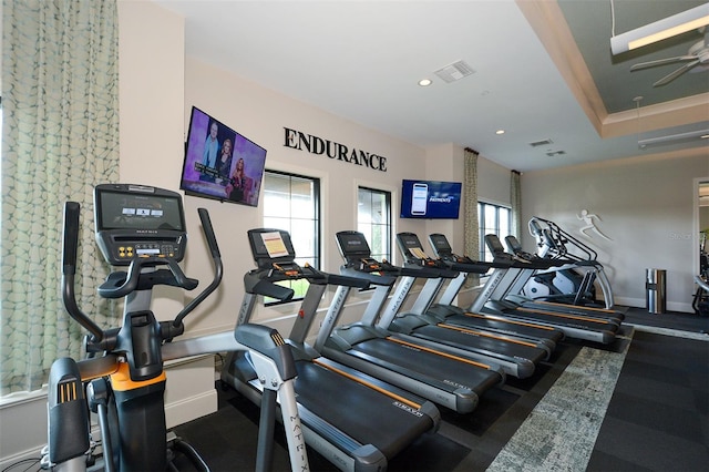 5431 Taliaferro Ct, Palmetto, FL 34221 - gym with plenty of natural light, recessed lighting, and baseboards