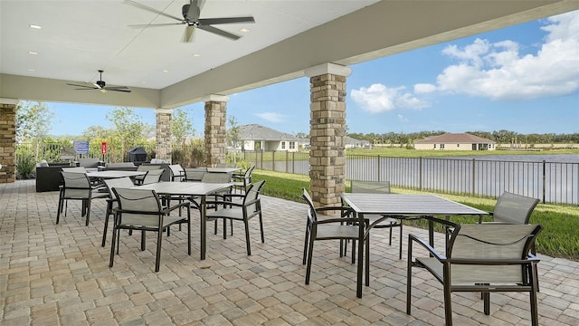 view of patio with ceiling fan