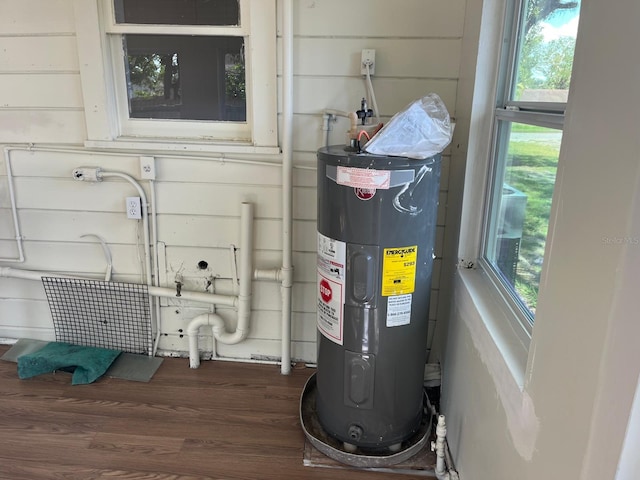 utility room featuring electric water heater