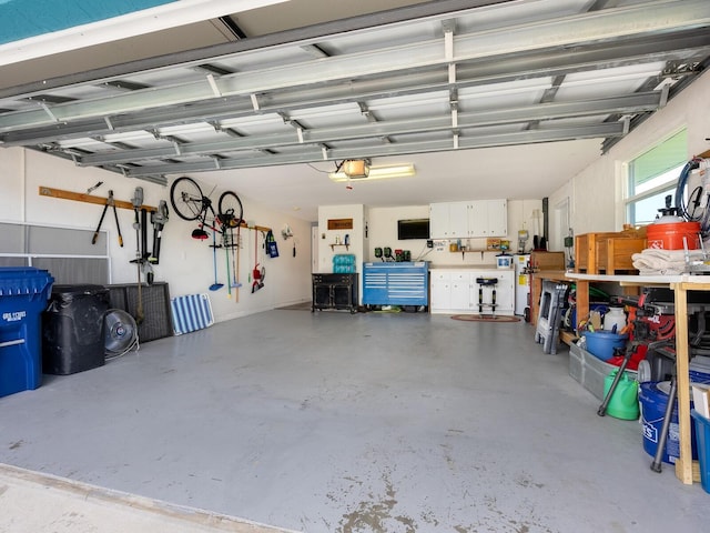 garage with a garage door opener