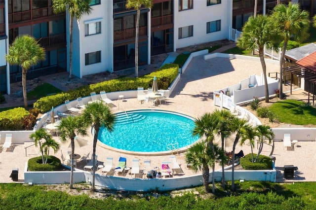 view of pool featuring a patio