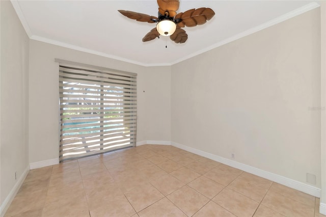10550 Old Grove Cir, Bradenton, FL 34212 - unfurnished room with ceiling fan, crown molding, baseboards, and light tile patterned floors