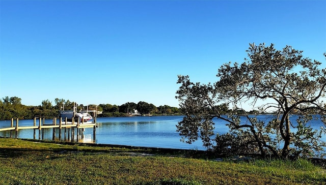 view of dock featuring a water view