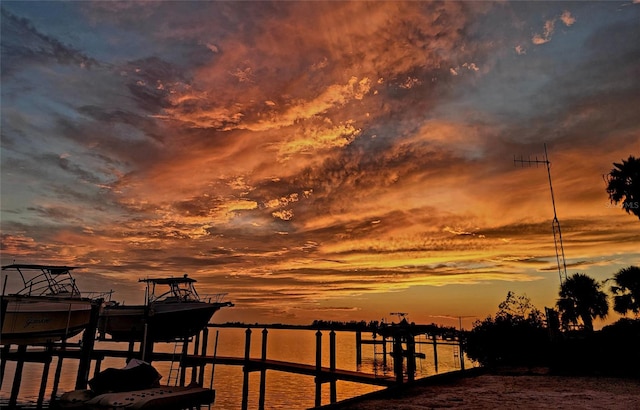 dock area featuring a water view