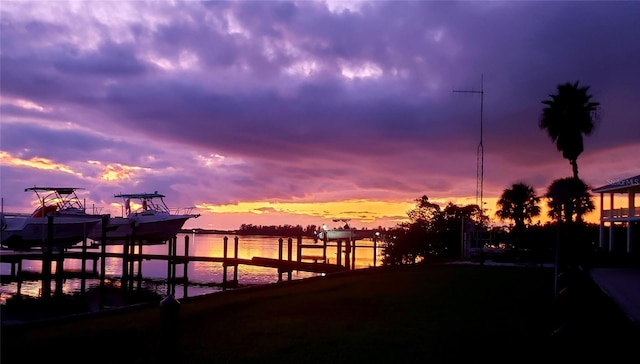 view of dock featuring a water view