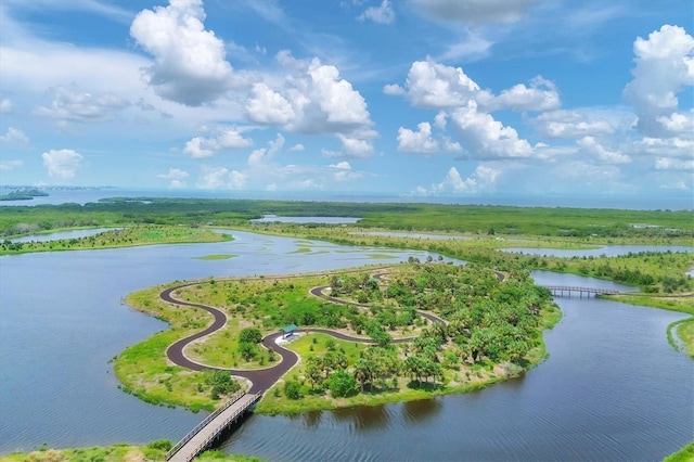 bird's eye view featuring a water view