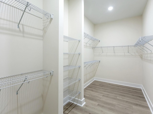 spacious closet featuring hardwood / wood-style flooring