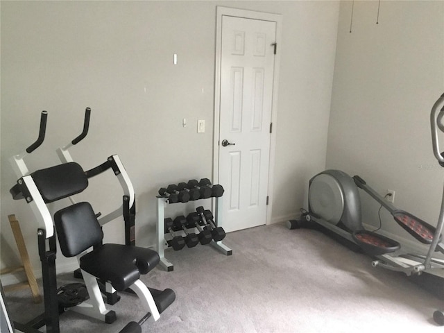 workout room with carpet floors