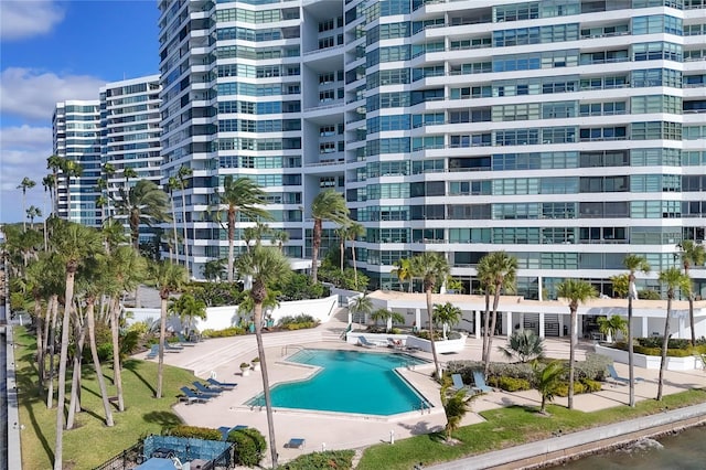 view of pool featuring a patio area