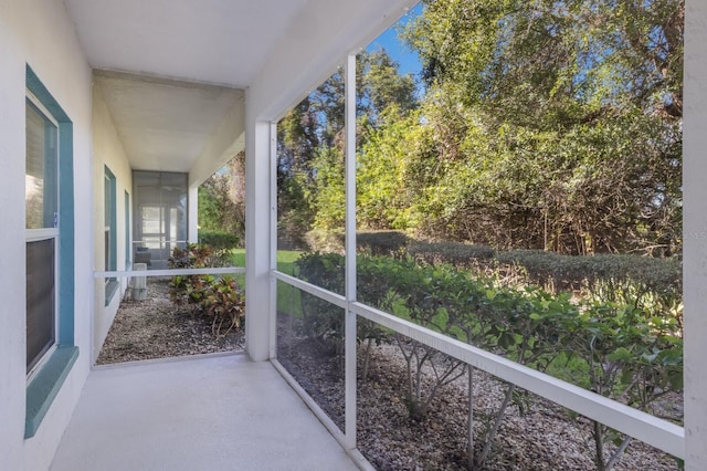 view of unfurnished sunroom