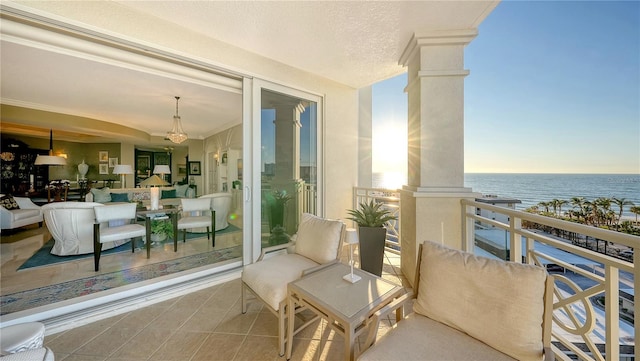 balcony with a water view