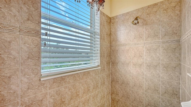 room details with a tile shower