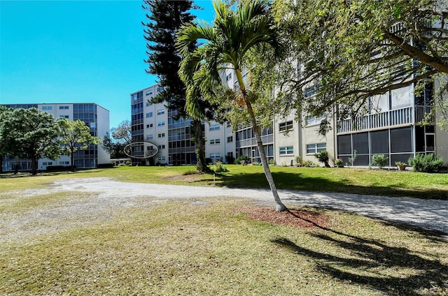 view of home's community with a lawn