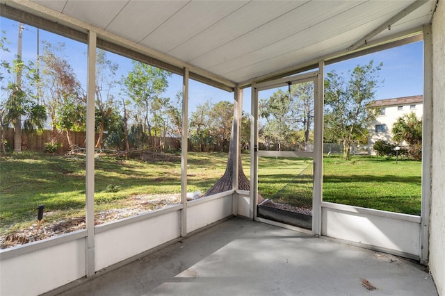 view of unfurnished sunroom