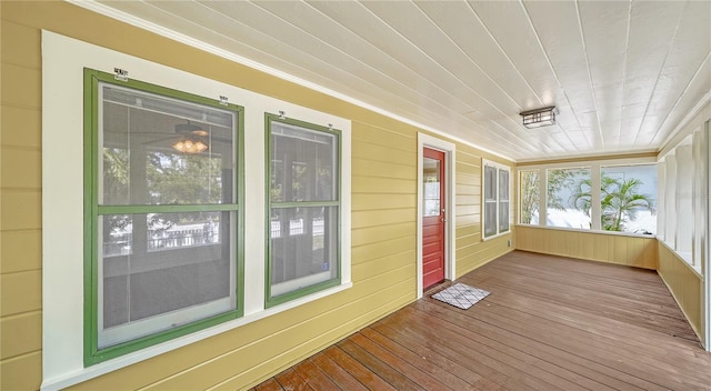 view of unfurnished sunroom