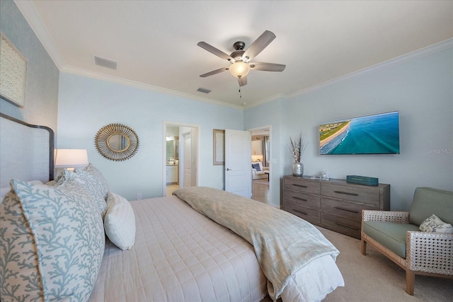 2520 Avolet Ct, Bradenton, FL 34211 - bedroom featuring crown molding, ceiling fan, and light colored carpet