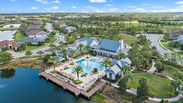2520 Avolet Ct, Bradenton, FL 34211 - aerial view of residential area featuring a nearby body of water and a pool area