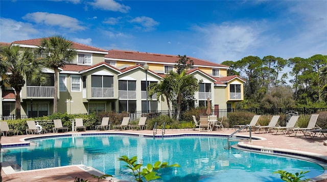 view of pool featuring a patio