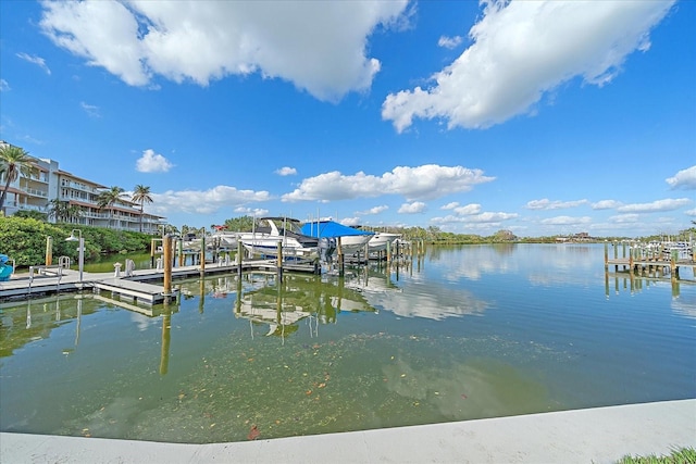 view of dock featuring a water view