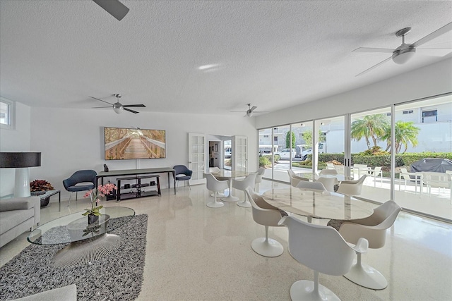 living room featuring a textured ceiling