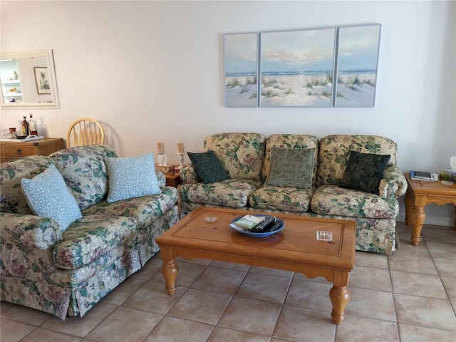 view of tiled living room