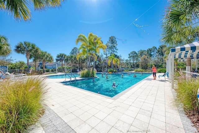 view of pool featuring a patio area