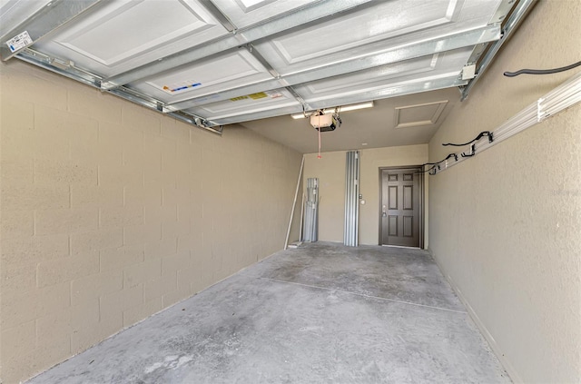 garage with a garage door opener