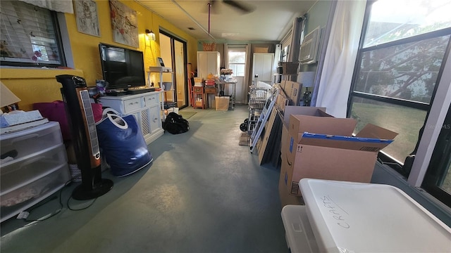 interior space featuring concrete floors