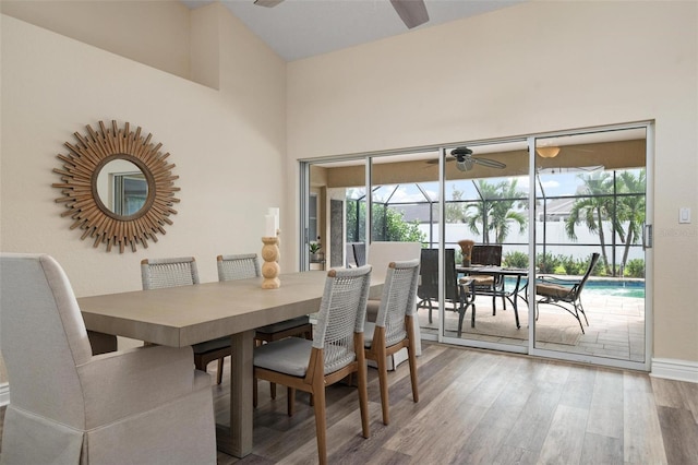 dining area with hardwood / wood-style floors and plenty of natural light