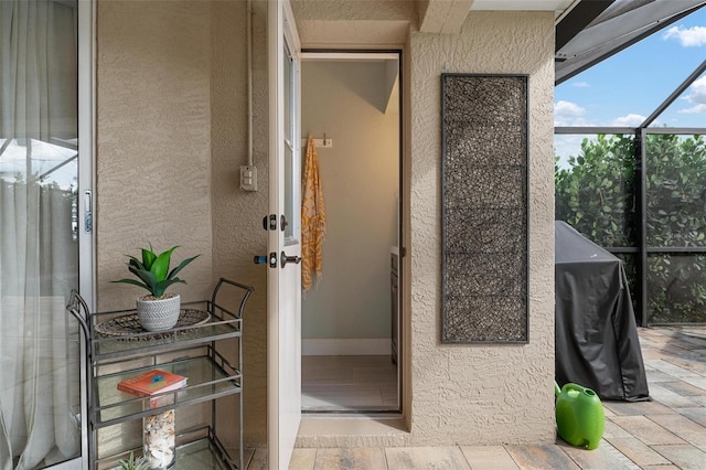 interior space with french doors and a patio