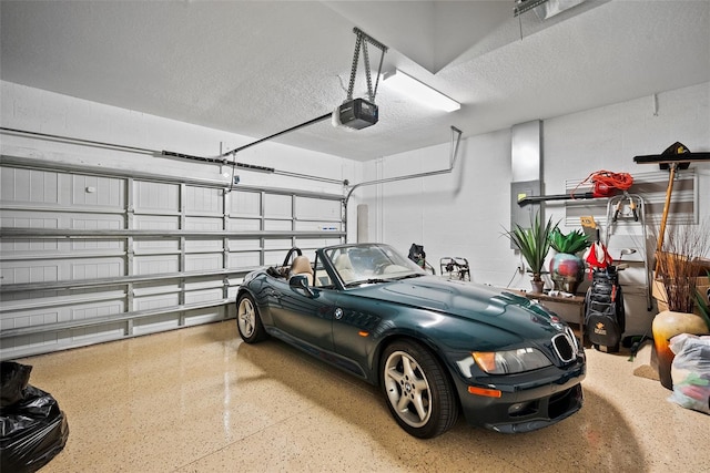 garage with a garage door opener