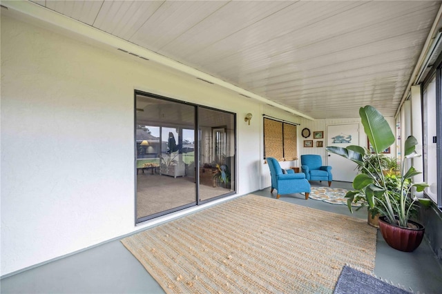 view of unfurnished sunroom