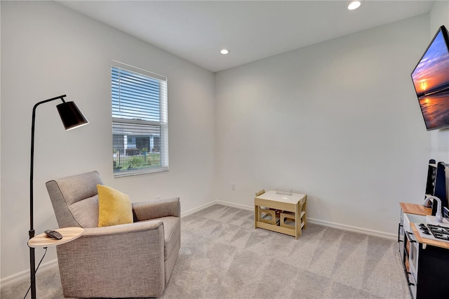 sitting room with light carpet