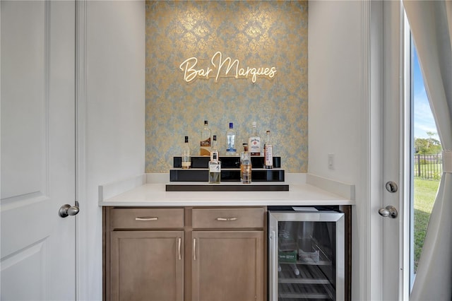 bar featuring wine cooler