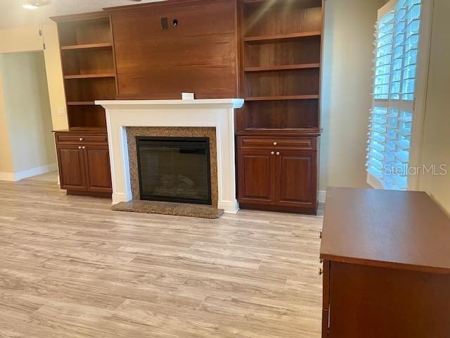 unfurnished living room featuring light hardwood / wood-style floors