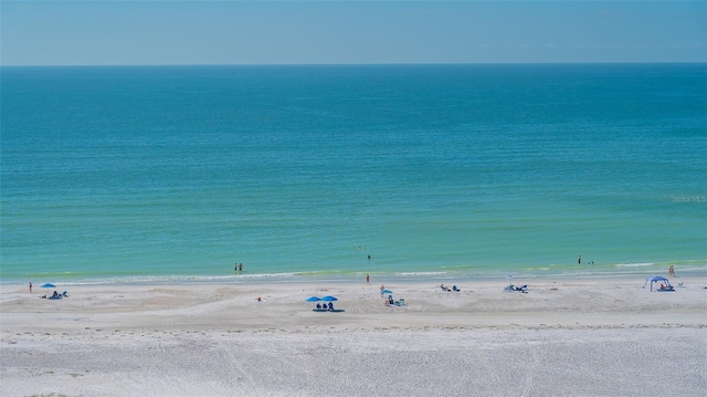 view of water feature with a beach view