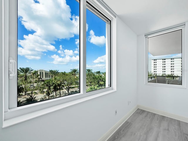 unfurnished room featuring light hardwood / wood-style flooring